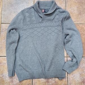 𝅺CHAPS grandpa sweater men's size large gray EUC